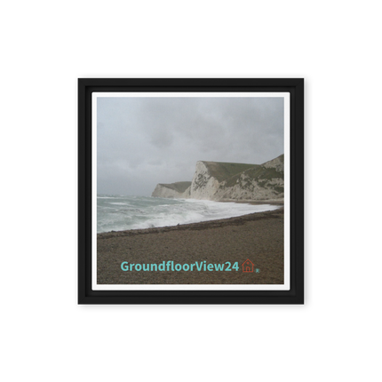 Waves and Sand Framed canvas with groundfloorview24 with House Logo