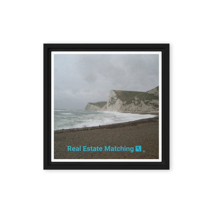 Waves and Sand Framed canvas with realestatematching with key Logo