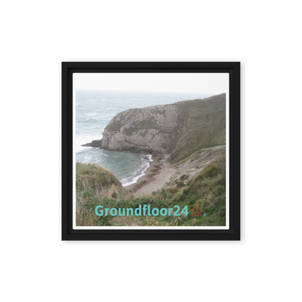 Sea & Hills Framed canvas with Groundfloor24 with House Logo