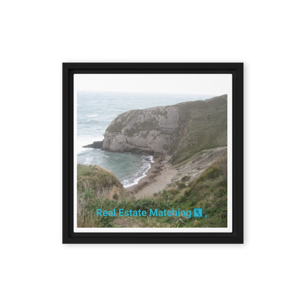 Sea & Hills Framed canvas with realestatematching with key Logo