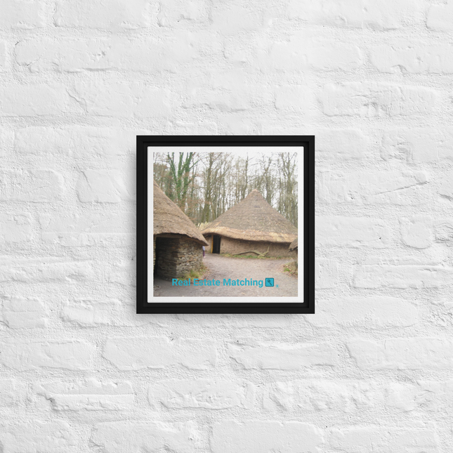 Village Charm Framed canvas with realestatematching with key Logo
