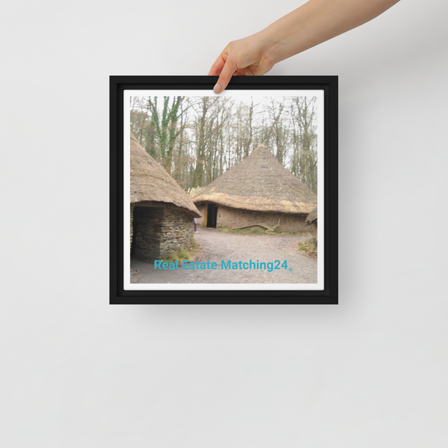 Village Charm Framed canvas with realestatematching24 without key Logo