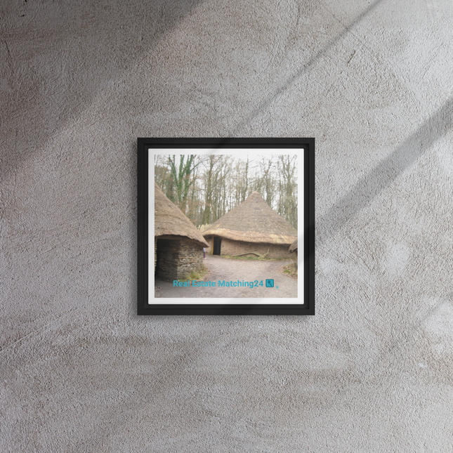 Village Charm Framed canvas with realestatematching24 with key Logo