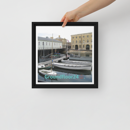 Boat on Water Framed canvas with Groundfloor24 with House Logo