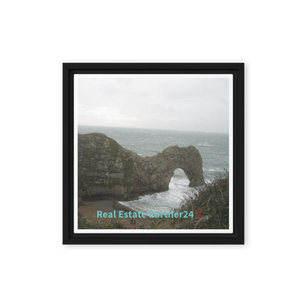 Coastal Escape Framed canvas with realestatepartner24 with house Logo