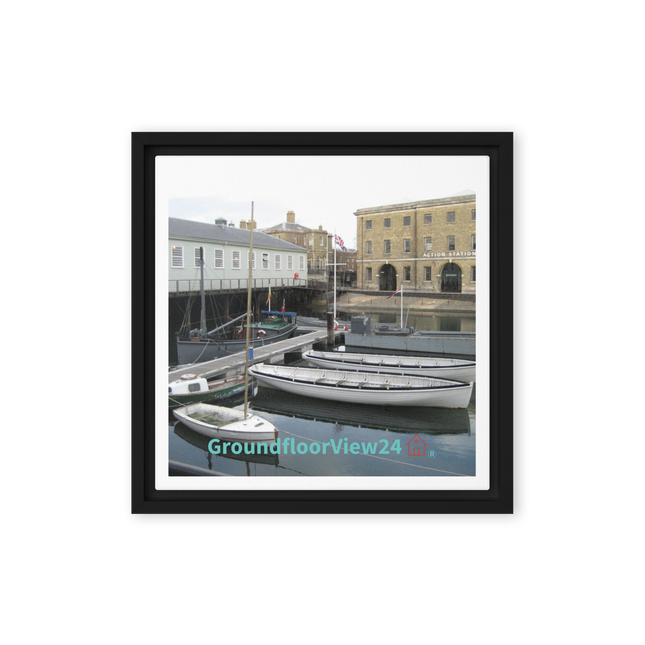 Boat on Water Framed canvas with groundfloorview24 with House Logo