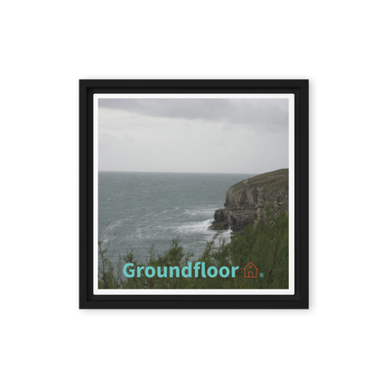 Seaside Serenity Framed canvas with Groundfloor with House Logo