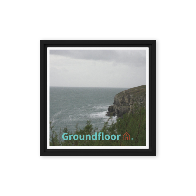Seaside Serenity Framed canvas with Groundfloor with House Logo