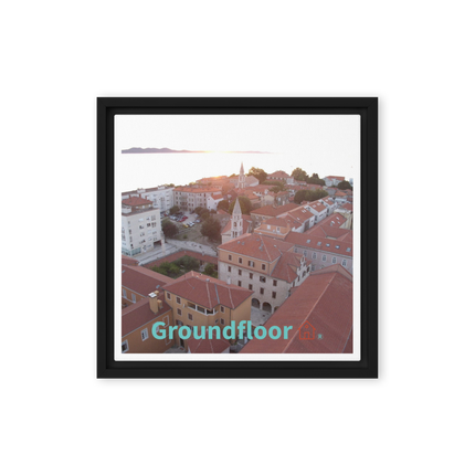 Roof Sunset View Framed canvas with Groundfloor with House Logo