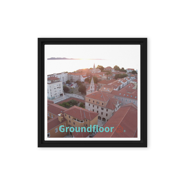 Roof Sunset View Framed canvas with Groundfloor with House Logo