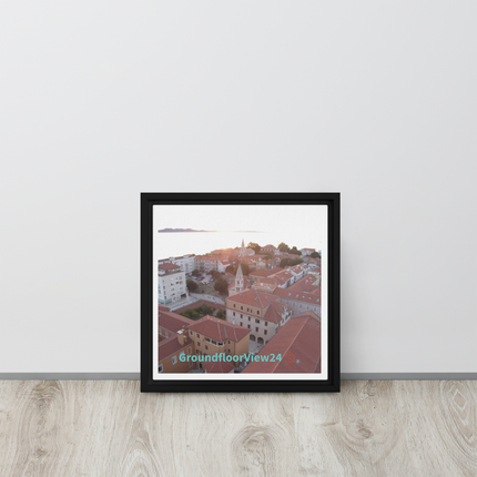 Roof Sunset View Framed canvas with groundfloorview24 with House Logo