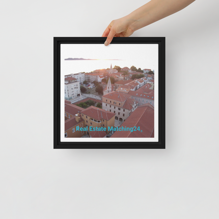 Roof Sunset View Framed canvas with realestatematching24 without key Logo