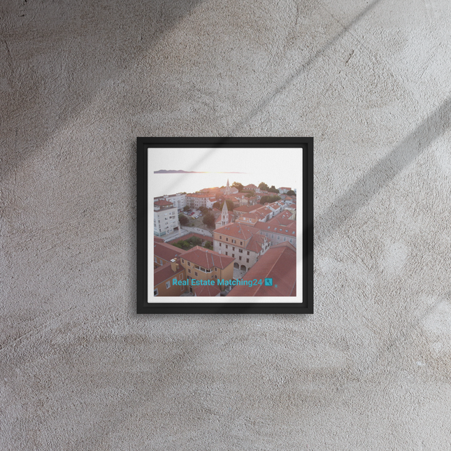Roof Sunset View Framed canvas with realestatematching24 with key Logo