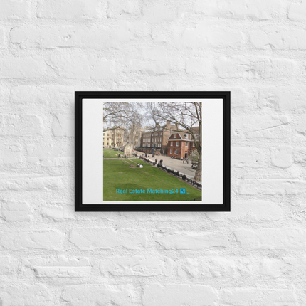 Beautiful Park Framed canvas with realestatematching24 with key Logo