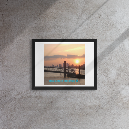 Evening Glow Framed canvas with realestatematching with key Logo