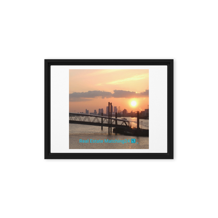 Evening Glow Framed canvas with realestatematching24 with key Logo