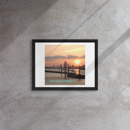 Evening Glow Framed canvas with realestatepartner24 with house Logo
