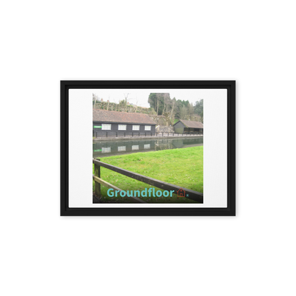 Lakeside Serenity Framed canvas with Groundfloor with House Logo
