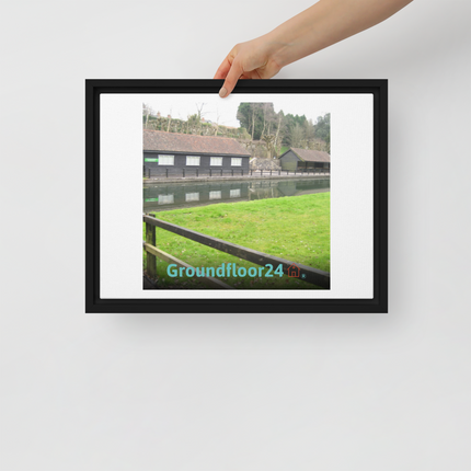 Lakeside Serenity Framed canvas with Groundfloor24 with House Logo