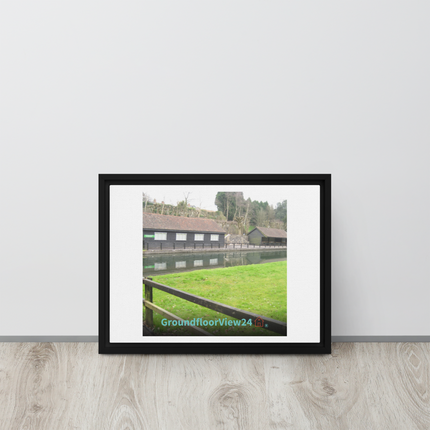 Lakeside Serenity Framed canvas with groundfloorview24 with House Logo
