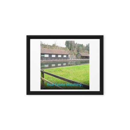 Lakeside Serenity Framed canvas with realestatematching without key Logo