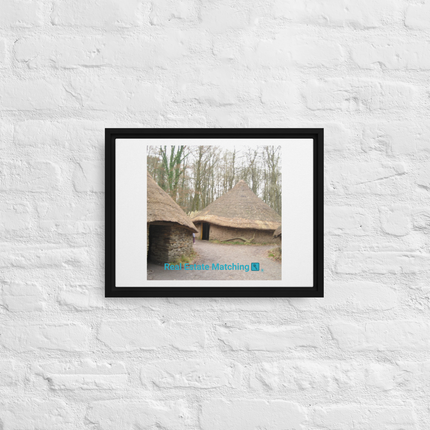 Village Charm Framed canvas with realestatematching with key Logo