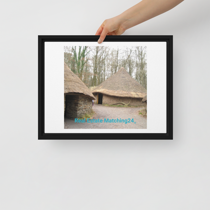 Village Charm Framed canvas with realestatematching24 without key Logo