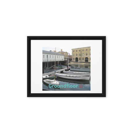 Boat on Water Framed canvas with Groundfloor with House Logo