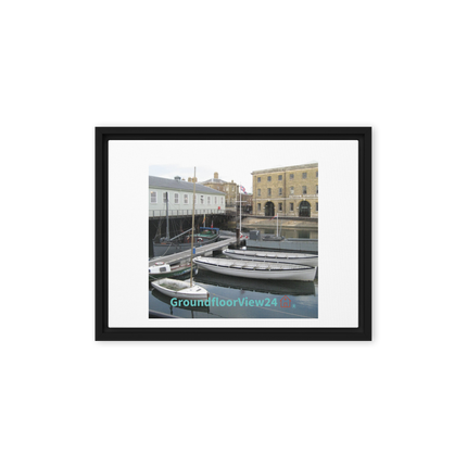 Boat on Water Framed canvas with groundfloorview24 with House Logo