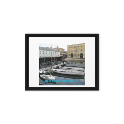 Boat on Water Framed canvas with realestatematching24 without key Logo