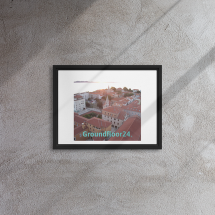 Roof Sunset View Framed canvas with Groundfloor24 without House Logo
