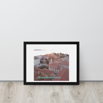 Roof Sunset View Framed canvas with groundfloorview24 with House Logo