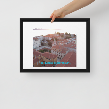 Roof Sunset View Framed canvas with realestatematching24 without key Logo