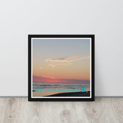 Sunset Sinari Framed canvas with Real Estate Matching24 Logo