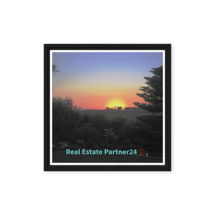 Beautiful Sunset Sinari Framed canvas with realestatepartner24 with house Logo