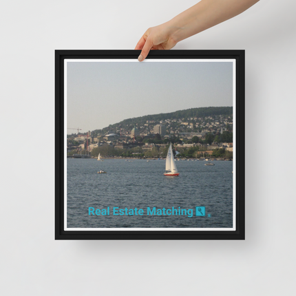 Beautiful River & Hills Sinari Framed canvas with realestatematching with key Logo