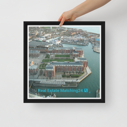 Nice City Framed canvas with realestatematching24 with key Logo