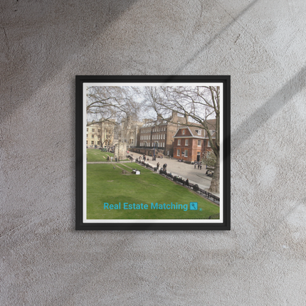 Beautiful Park Framed canvas with realestatematching with key Logo