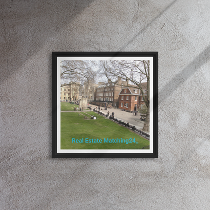 Beautiful Park Framed canvas with realestatematching24 without key Logo