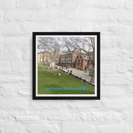 Beautiful Park Framed canvas with realestatematching24 with key Logo