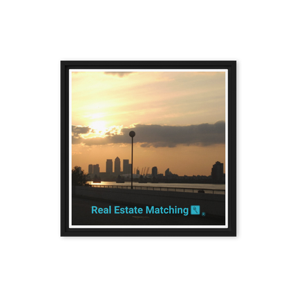 Majestic Sunset Framed canvas with realestatematching with key Logo