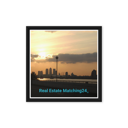 Majestic Sunset Framed canvas with realestatematching24 without key Logo