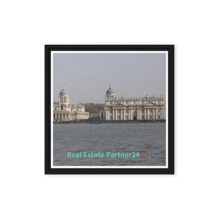 Riverside Beauty Framed canvas with realestatepartner24 with house Logo