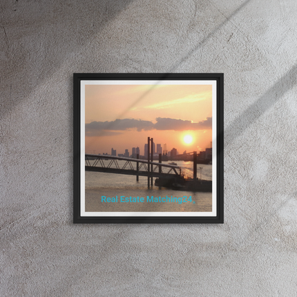 Evening Glow Framed canvas with realestatematching24 without key Logo