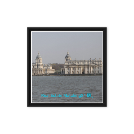Riverside Beauty Park Framed canvas with realestatematching24 with key Logo