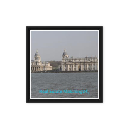 Riverside Beauty Framed canvas with realestatematching24 without key Logo