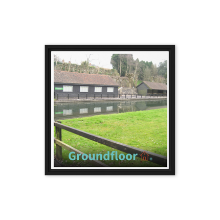 Lakeside Serenity Framed canvas with Groundfloor with House Logo