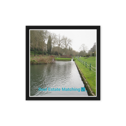 Lakeside Beauty Framed canvas with realestatematching with key Logo