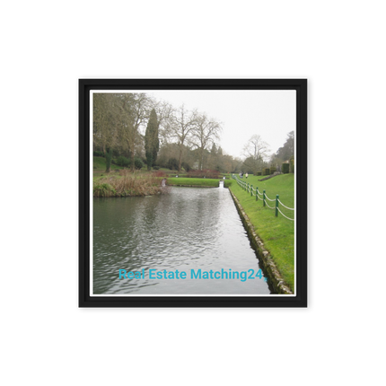 Lakeside Beauty Framed canvas with realestatematching24 without key Logo