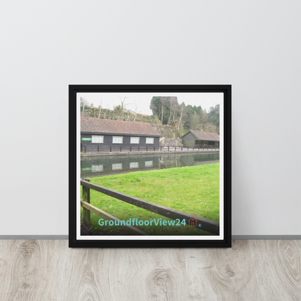 Lakeside Serenity Framed canvas with groundfloorview24 with House Logo